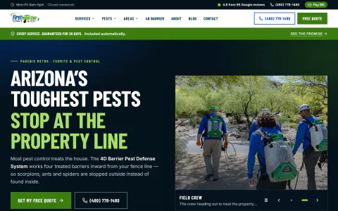 Live screenshot of the First Inspection homepage